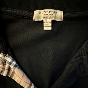 Men's Burberry London Large Polo Shirt  Like New,  Black